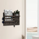 Multifunctionele Houten Wandorganizer met 13 Haken -Sleutelrek met plank- Sleutelkast-Compact en Landelijk -34 x 22 cm -bruin