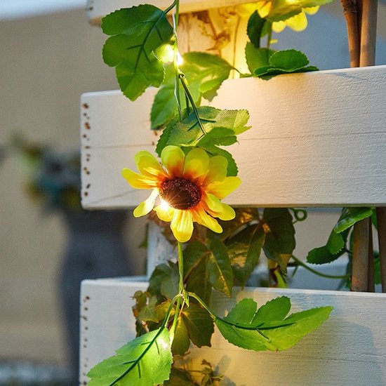 Rozenbloem LED Decoratielampenslinger - 1,5 meter - 10 LED Lampjes - Sfeerverlichting - IP65 - Voor Binnen - Warm Wit