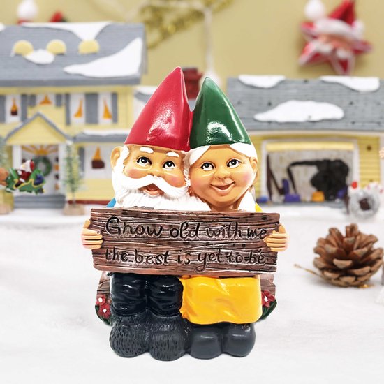 Tuinkabouters liefdespaar ornament 11,5x7,5x15,5 cm