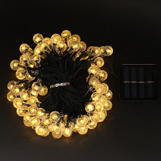Lichtsnoer op zonne-energie 6,5m - 30 LED glasbollen warmwit
