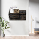Multifunctionele Houten Wandorganizer met 13 Haken -Sleutelrek met plank- Sleutelkast-Compact en Landelijk -34 x 22 cm -bruin