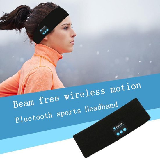 TDR - Sport hoofdband met Bluetooth - Geïntegreerde afneembare speakers (koptelefoon functie) - Oplaadbaar via USB - Afspelen Muziek - Bellen - Zwart