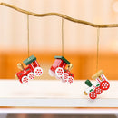 6 delige Houten kersthangers in de Vorm van Treinen – Kerstdecoratie in Cadeaubox