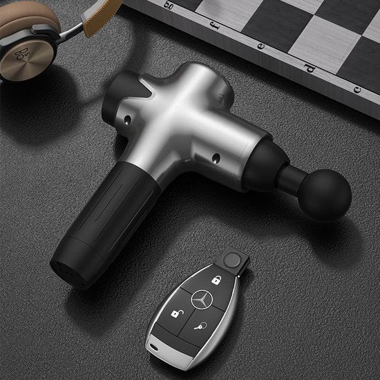 TDR -  Massage Gun - Massage Pistool - Massage Apparaat - Voor Sportmassage, Fascia, Relaxmassage & Spierpijn - 7 Verschillende Niveaus- 8 Opzetstukken  - Grijs