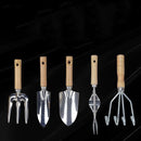 5-delige tuingereedschapset RVS met houten handvatten