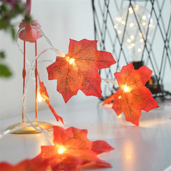 Merkloos LED Esdoornblad Lichtslinger 3m 20 stk Oranje-Rood