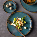 TDR - Europese stijl creatieve keramische set 21.8CM/ 8,5 inch plat bord-marineblauw-1set 4 stuks