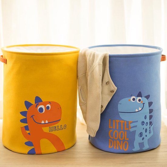 Opvouwbare wasmand - dinosaurus - geel 35x45cm