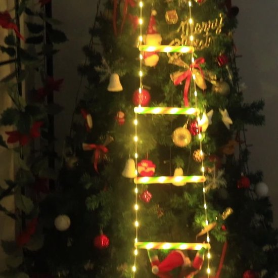 1,7m LED Kerstladder met Klimmende Kerstman – Kerstverlichting USB