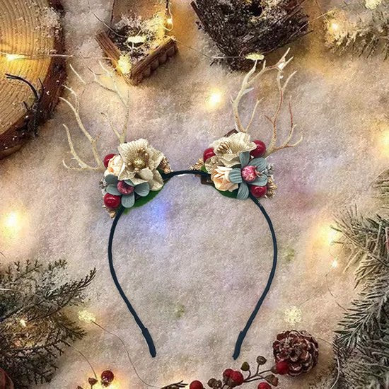Prachtige Handgemaakte kerst Haarband met Bloemen- en Bessenboomtakken - Perfect voor Feestelijke Gelegenheden