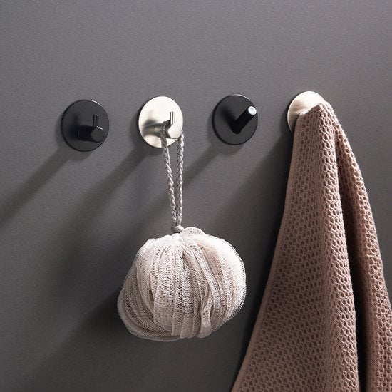 Unikorf 4 stks Zelfklevende Handdoekhaakjes Zilver