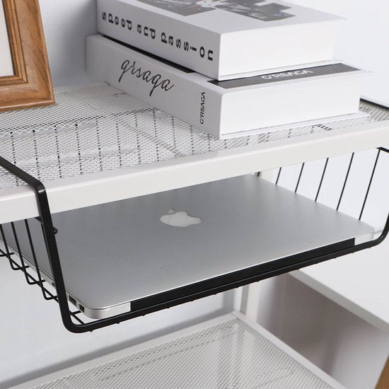 2 stuks Multifunctionele Hangmand - Extra Opbergruimte voor Onder Planken 40*23*13.5cm-zwart