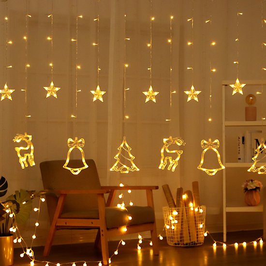 Unikorf LED Lichtgordijn - Kerstboom & Bel, 138 LED