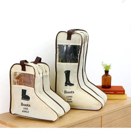 2x Laarsjes opbergzak 28x24x29cm - Beige - Boots Organizer