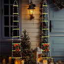 1,7m LED Kerstladder met Klimmende Kerstman –Kerstboomdecoratie-Warm Wit Kerstverlichting- USB, 8 Lichtmodi, Waterdicht IP65 voor Binnen & Buiten