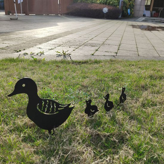 Merkloos 4-delige holle eendfamilie - metalen stakes