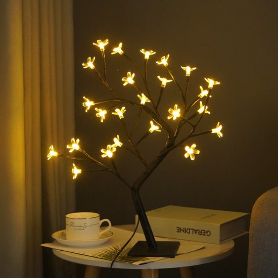 Kersenbloesemboomlamp met 24 LED-lampen - Moderne Eyecatcher voor uw Interieur -Eenvoudig Gevoed via USB