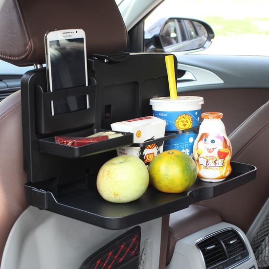 Inklapbare auto eettafel met bekerhouder - zwart