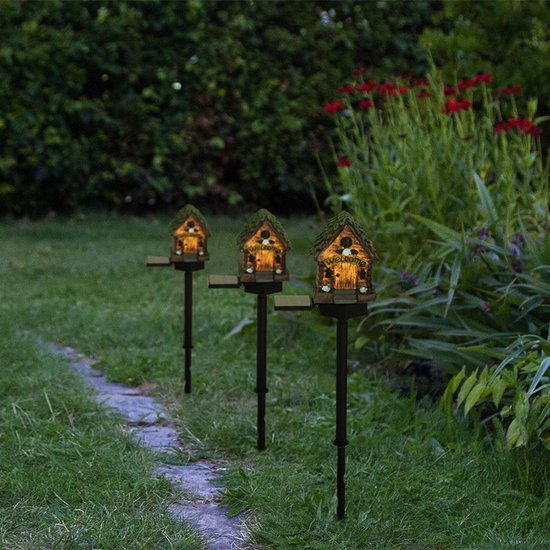 Solar Tuinverlichting - Welkomstlicht Houten Huisje - Bruin