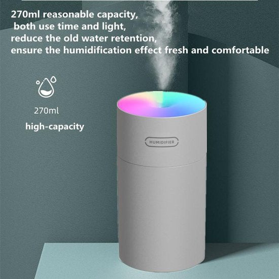 Draagbare luchtbevochtiger USB 300ml - Stil 20-30dB, RGB
