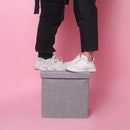 Opvouwbare opbergdoos / voetenbank - 45,5 liter - 37 cm³ - canvas - Perfect voor speelgoed, boeken - lichtgrijs