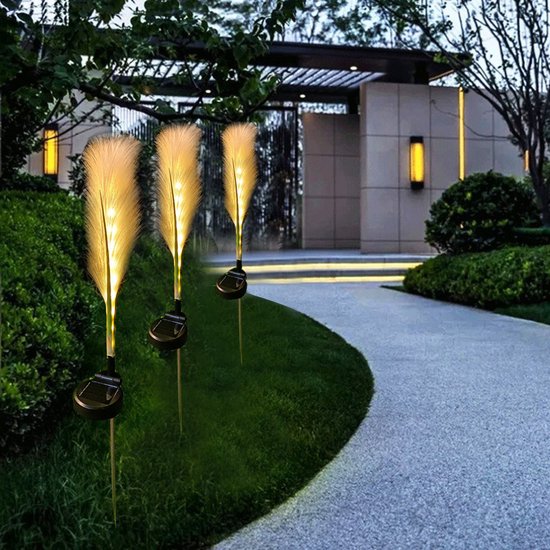 LED zonne-energie rieten lamp - Decoratieve en energiezuinige lamp voor uw tuin, patio of veranda- warm licht