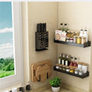Kruidenrek / Opbergrek - RVS - Perforatievrij aan de muur gemonteerd - 50x13x6 cm - Zwart