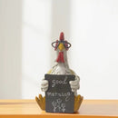 Decoratief Beeld-tuindecoratie kip-Creëer een levendige sfeer in je tuin - Duurzaam, Levendig en Veelzijdig, Haan met Bril "Good Morning" – 16,5 cm