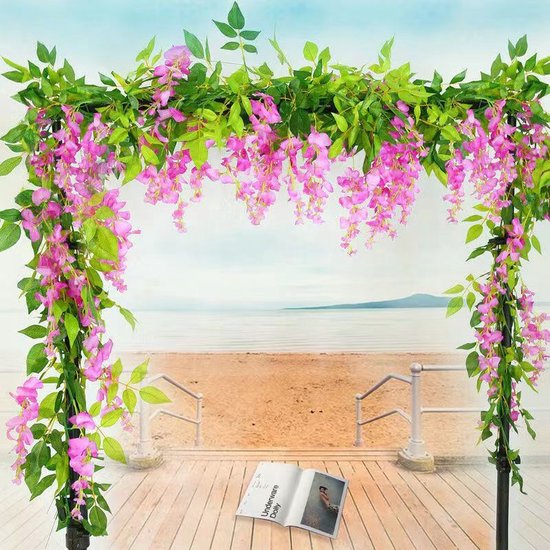 2stuks Gesimuleerde wisteria rank- kunstplanten slinger-Decoratieve plant voor diverse toepassingen-180cm- paars rood