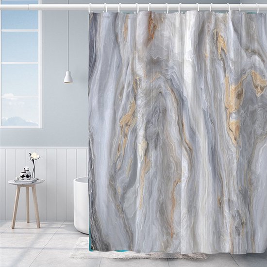 Waterdicht douchegordijn kiezelpatroon 180x200cm lichtgrijs