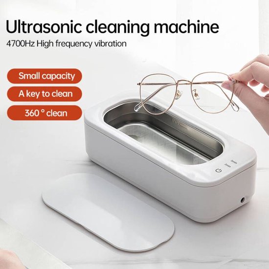 TDR - Mini ultrasoon reiniger - 360 graden reiniging, hoogfrequente trillingen, zonder schurende materialen of chemische middelen, licht van gewicht, waterreservoir met capaciteit van 350 ml