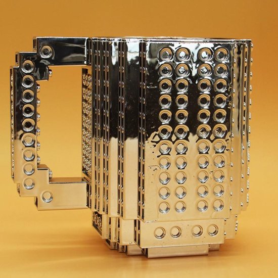 Build on Brick Mug - zilver - 350 ml - bouw je eigen mok met bouwsteentjes - BPA vrije drinkbeker cadeau voor kinderen of volwassenen - koffie thee limonade of andere dranken - pennenbeker - creatief accessoire voor op bureau-zilver