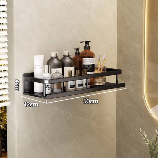 2x Multifunctionele Aluminium Wandplank 50cm - Zwart