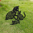 Metalen kattenstaaf - Tuindecoratie - 3 stuks - Hoogwaardig metaal - 28x26 cm, 23x19,5 cm, 16x14 cm