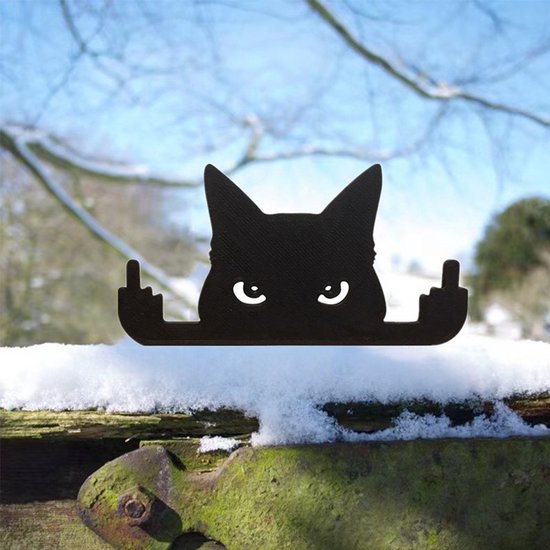 Unikorf 2-delige dierenkattenspion tuindecoratie, zwart