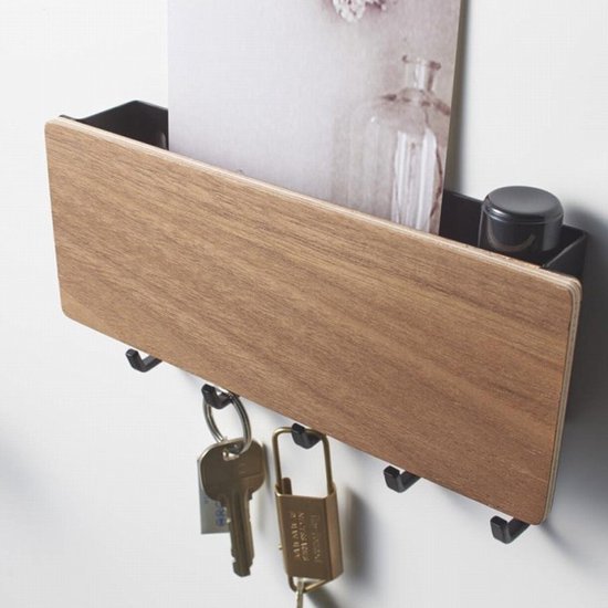 Sleutelrekje - Bamboo met donker hout - 19 x 3 x 7 cm
