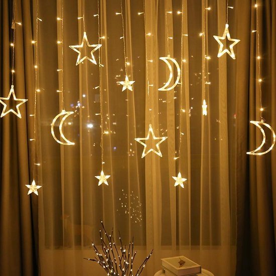 Sterrenhemel - Lichtketting met maan en sterren versiering - Warm licht - 1.5M snoer - 220V