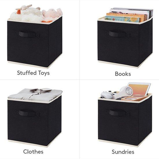 6 stuks Opbergdoos voor Kleding en Speelgoed- Duurzaam non-woven materiaal - Opvouwbaar ontwerp - Multifunctioneel en veelzijdig-33*33*33CM- zwart