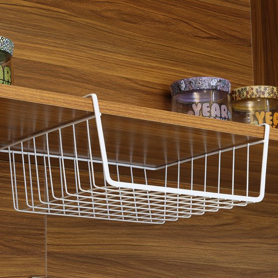 2stuks Multifunctionele Hangmand - Extra Opbergruimte voor Onder Planken 40*23*13.5cm-wit
