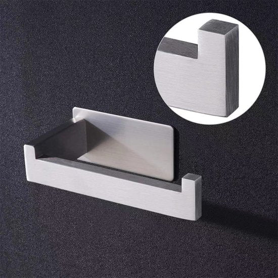 Toiletrolhouder zonder boren - Zelfklevend - RVS - Met plakstrip-- zilver