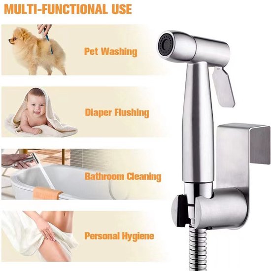5 delige RVS Bidet Handdouche-Bidet Sproeier Set-Bidetkraan-