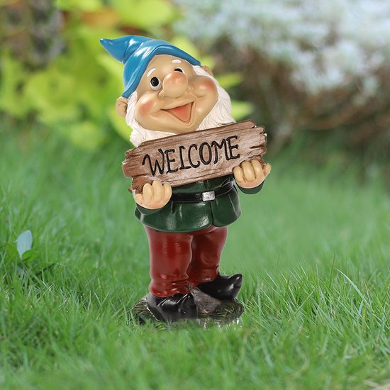 Magisch Welkomstbord met Kabouterbeeldje - Tuindecoratie 10x