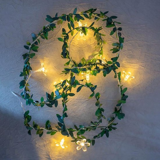 LED lichtsnoer kersenbloesem groen 3m 30 lampjes batterij