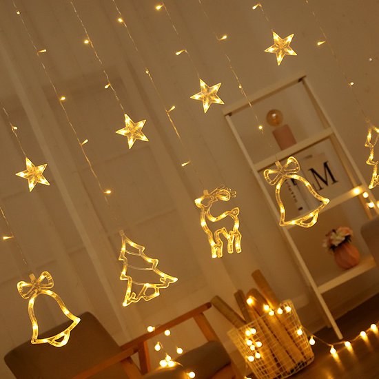 Unikorf LED Lichtgordijn - Kerstboom & Bel, 138 LED