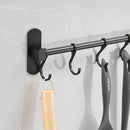 Ruimtebesparende Keukengerei Wandbeugel-keukengereihouder met 8haakjes-Aluminium Keukenrail -49.5CM-zwart