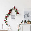 2x Rode rozen slinger 145cm - Kunstbloemen voor Bruiloft