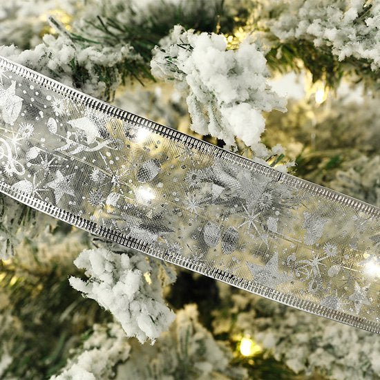 LED Kerstboom Licht Lint- 5 Meter 50 LED Lichtjes-werkt op batterij-kerstdecoratie-Wit Licht-zilver