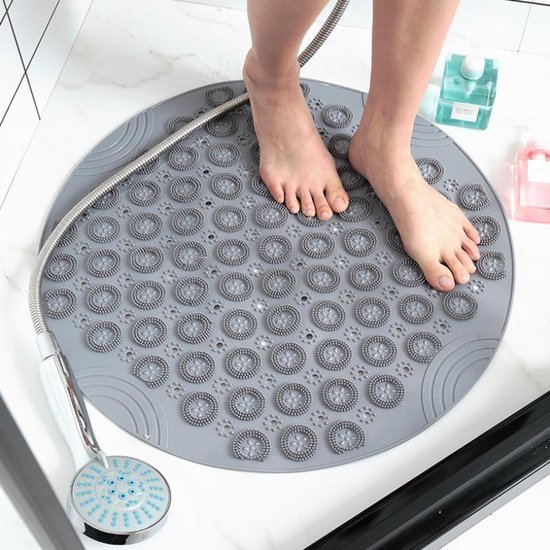 Antislip douchemat rond 55x55 cm grijs