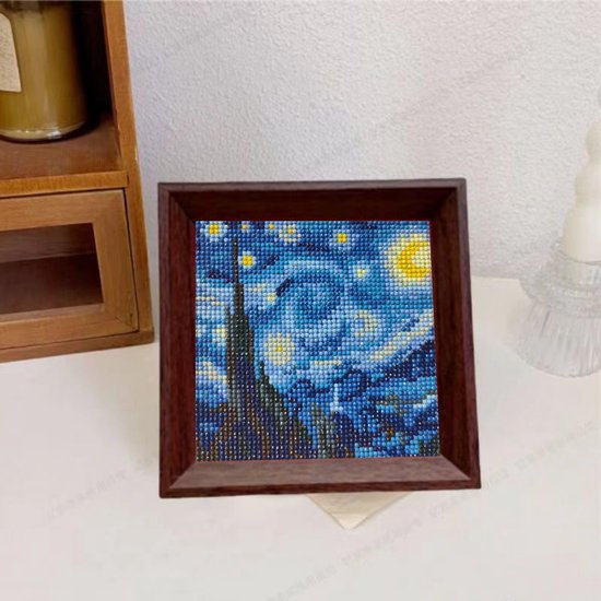 Van Gogh Sterrenhemel Diamond Painting 18x18cm met lijst