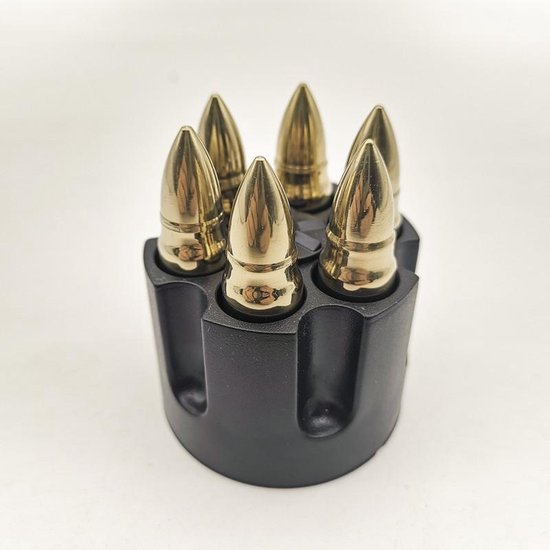 RVS 6 Kogel Whiskey Stones - Herbruikbaar - Goud